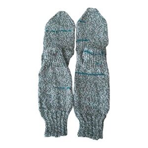 Handmade Knit Lambswool Socks in Heathered Teal & Gray Fairy Forest Color